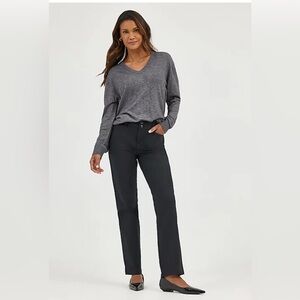 Lee Secretly Shapes Black Straight Leg Mid Rise Pant Womens 12 Medium